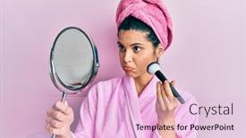  Presentation with woman crying - Slide set having young-hispanic-woman-wearing-shower background and a lemonade colored foreground