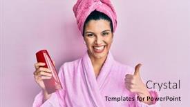  Presentation with shampoo - Presentation theme featuring young-hispanic-woman-wearing-shower background and a lemonade colored foreground