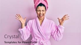  Presentation with hispanic - Beautiful presentation design featuring young-hispanic-woman-wearing-shower backdrop and a lemonade colored foreground