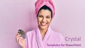  Presentation with pumice - PPT theme with young-hispanic-woman-wearing-shower background and a lemonade colored foreground