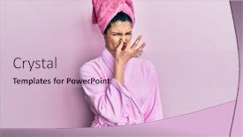  Presentation with bad breath - Cool new presentation theme with young-hispanic-woman-wearing-shower backdrop and a lemonade colored foreground