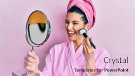  Presentation with hispanic - Presentation theme having young-hispanic-woman-wearing-shower background and a lemonade colored foreground