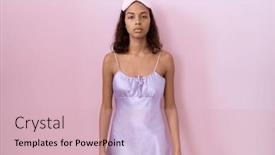  Presentation with face mask - Slide set enhanced with young-hispanic-woman-wearing-sleep background and a soft green colored foreground