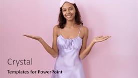  Presentation with acceptance - Presentation theme enhanced with young-hispanic-woman-wearing-sleep background and a soft green colored foreground