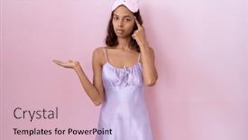  Presentation with sleep - Slide deck consisting of young-hispanic-woman-wearing-sleep background and a soft green colored foreground