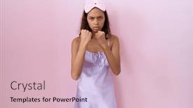  Presentation with fight - Presentation theme having young-hispanic-woman-wearing-sleep background and a lemonade colored foreground