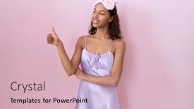  Presentation with sleep - Presentation theme consisting of young-hispanic-woman-wearing-sleep background and a soft green colored foreground