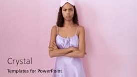  Presentation with sleep - Presentation theme having young-hispanic-woman-wearing-sleep background and a soft green colored foreground