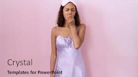  Presentation with sleepiness - Presentation consisting of young-hispanic-woman-wearing-sleep background and a soft green colored foreground