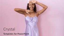  Presentation with face mask - Slide set enhanced with young-hispanic-woman-wearing-sleep background and a lemonade colored foreground