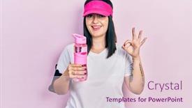  Presentation with bottle water - Presentation design enhanced with young-hispanic-woman-wearing-sportswear background and a lemonade colored foreground