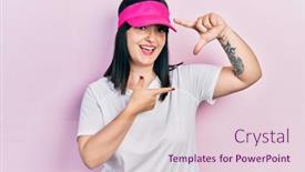  Presentation with sportswear - Colorful PPT layouts enhanced with young-hispanic-woman-wearing-sportswear backdrop and a lemonade colored foreground