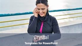  Presentation with sportswear - Theme with young-hispanic-woman-wearing-sportswear background and a ocean colored foreground