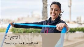  Presentation with band - Slide set enhanced with young-hispanic-woman-wearing-sportswear background and a soft green colored foreground