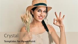  Presentation with summer - Cool new slide set with young-hispanic-woman-wearing-summer backdrop and a coral colored foreground