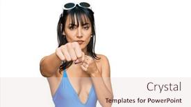  Presentation with violence woman - Presentation design consisting of young-hispanic-woman-wearing-swimsuit background and a lemonade colored foreground