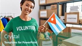  Presentation with volunteer - Theme enhanced with young-hispanic-woman-wearing-volunteer background and a ocean colored foreground