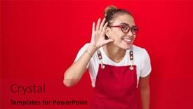  Presentation with waitress - Slide deck enhanced with young-hispanic-woman-wearing-waitress background and a crimson colored foreground