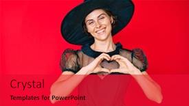 Presentation with heart love - PPT theme consisting of young-hispanic-woman-wearing-witch background and a red colored foreground