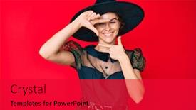  Presentation with halloween frame - PPT theme having young-hispanic-woman-wearing-witch background and a red colored foreground
