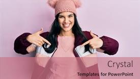  Presentation with felted wool - Colorful presentation theme enhanced with young-hispanic-woman-wearing-wool backdrop and a coral colored foreground
