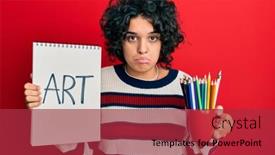  Presentation with colored pencils - Slide deck consisting of young-hispanic-woman-with-curly background and a red colored foreground