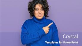  Presentation with forefinger - PPT layouts consisting of young-hispanic-woman-with-curly background and a ocean colored foreground