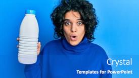  Presentation with curly hair - Presentation theme featuring young-hispanic-woman-with-curly background and a cobalt blue colored foreground
