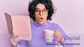  Presentation with curly hair - Amazing PPT theme having young-hispanic-woman-with-curly backdrop and a light blue colored foreground