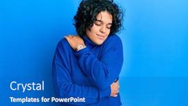  Presentation with confident young hispanic woman - Presentation design consisting of young-hispanic-woman-with-curly background and a teal colored foreground