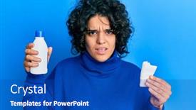  Presentation with alcohol - Slide deck featuring young-hispanic-woman-with-curly background and a cobalt blue colored foreground