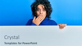  Presentation with curly hair - Cool new presentation theme with young-hispanic-woman-with-curly backdrop and a sky blue colored foreground