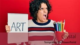  Presentation with colored pencils - Audience pleasing slides consisting of young-hispanic-woman-with-curly backdrop and a red colored foreground