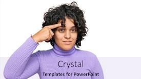  Presentation with acne woman - Colorful presentation design enhanced with young-hispanic-woman-with-curly backdrop and a light blue colored foreground