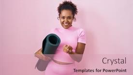  Presentation with real woman hair texture human - Slides having young-hispanic-woman-with-curly background and a  colored foreground