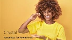  Presentation with curly hair - Slides enhanced with young-hispanic-woman-with-curly background and a  colored foreground