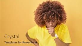  Presentation with hair care - PPT theme having young-hispanic-woman-with-curly background and a yellow colored foreground