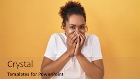  Presentation with scandal - PPT theme enhanced with young-hispanic-woman-with-curly background and a coral colored foreground