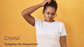  Presentation with curly hair - PPT layouts consisting of young-hispanic-woman-with-curly background and a yellow colored foreground
