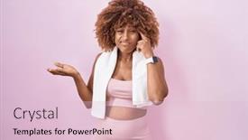  Presentation with think - PPT theme featuring young-hispanic-woman-with-curly background and a lemonade colored foreground