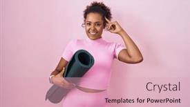  Presentation with thought - Slides enhanced with young-hispanic-woman-with-curly background and a lemonade colored foreground