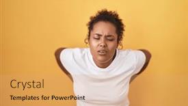  Presentation with backache - Slide set featuring young-hispanic-woman-with-curly background and a coral colored foreground