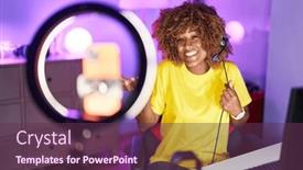  Presentation with recording - Presentation theme enhanced with young-hispanic-woman-with-curly background and a tawny brown colored foreground