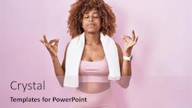  Presentation with meditation - PPT theme having young-hispanic-woman-with-curly background and a lemonade colored foreground