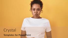  Presentation with curly hair - Presentation enhanced with young-hispanic-woman-with-curly background and a coral colored foreground