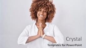  Presentation with confident young hispanic woman - PPT layouts enhanced with young-hispanic-woman-with-curly background and a light gray colored foreground