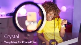  Presentation with real woman hair texture human - Presentation with young-hispanic-woman-with-curly background and a tawny brown colored foreground