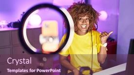  Presentation with real woman hair texture human - Theme enhanced with young-hispanic-woman-with-curly background and a tawny brown colored foreground