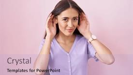  Presentation with deaf - Slide deck consisting of young-hispanic-woman-with-long background and a light blue colored foreground