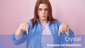  Presentation with sad woman - PPT theme enhanced with young-hispanic-woman-with-red background and a  colored foreground